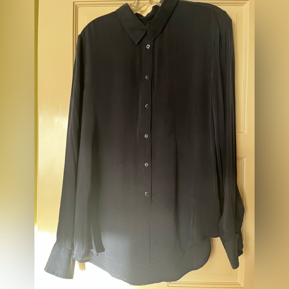 Quince Womens Navy Silk Blouse